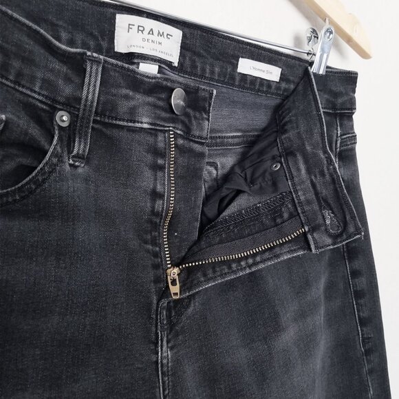 Frame Men's 32 L'Homme Slim Jeans in Long Shore Faded Black Gray $228 Inseam 32" - Picture 8 of 15